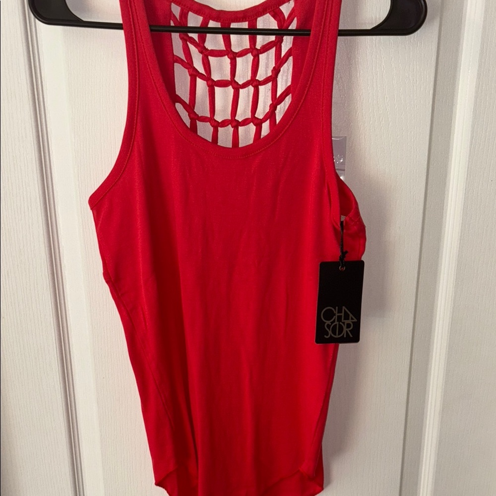 Chaser Red Sleeveless Cut Out Tank Top
